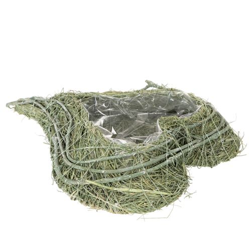 Širdies formos dubuo iš natūralios žolės su sodinimo folija, 38 cm | Floristik24.lt
