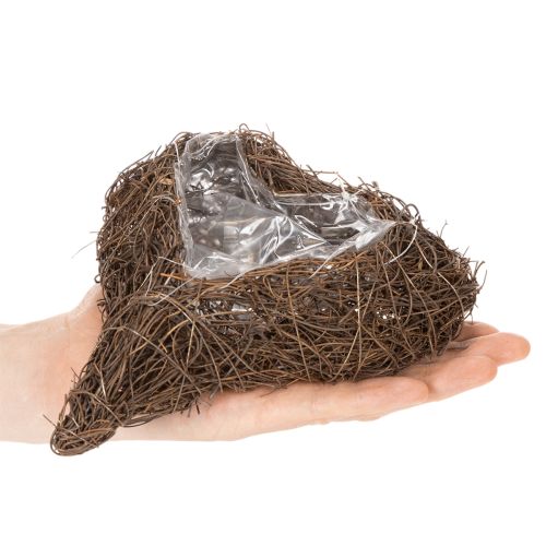 Širdies formos vazonas iš šakelių su folija, 20 cm, 2 vnt. | Floristik24.lt