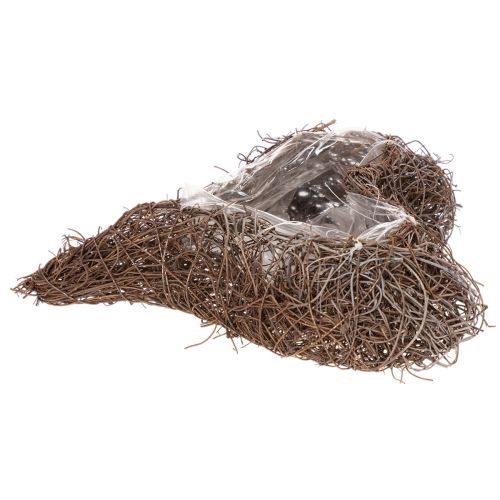 Širdies formos vazonas iš šakelių su folija, 20 cm, 2 vnt. | Floristik24.lt