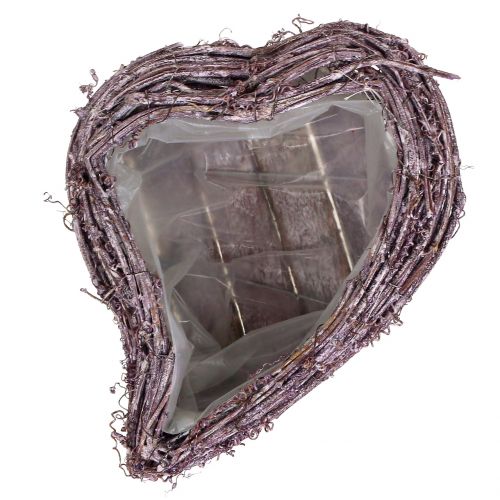 Augalo širdelė iš vynmedžio gervuogių balta skalbta 27cm x 24cm | Floristik24.lt