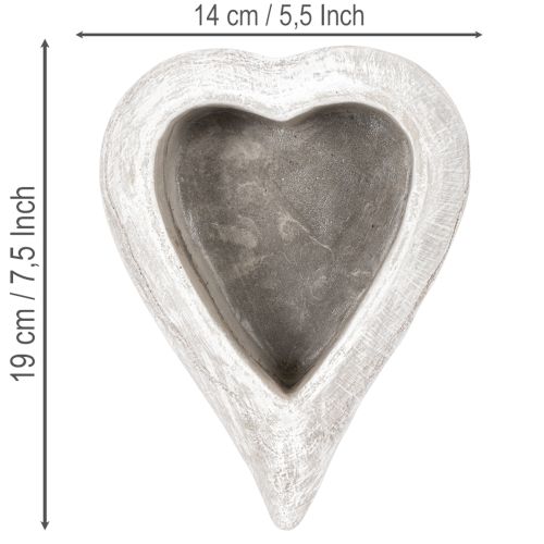 Dekoratyvinis širdies formos dubuo, pilkas; mažas širdies formos vazonas, 19 cm | Floristik24.lt
