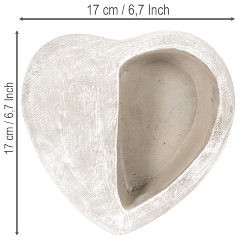 Širdies formos vazonas, lieto akmens, dekoratyvinis vazonas, 17 cm | Floristik24.lt