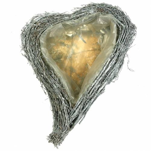 Floristik24 Augalų širdies šakos nuplautos baltai 60cm x 42cm