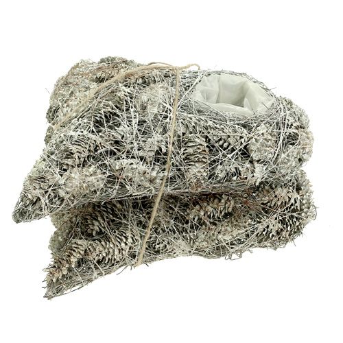 Floristik24 Augalų širdelė iš kūgių 26x27cm balinta 2vnt
