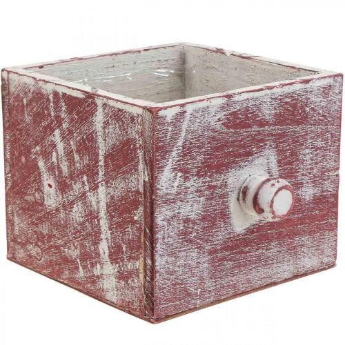 Floristik24 Augalų dėžutė medinis dekoratyvinis stalčius shabby chic raudonas baltas 12cm