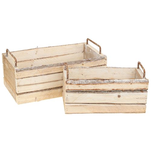 daiktų Planter Wood Bark Natural Handle L29cm/23cm komplektas 2vnt