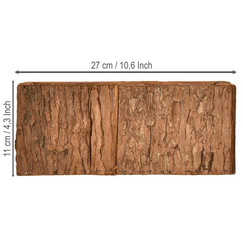 daiktų Medinis vazonas-gėlių dėžutė pailga, pušies žievė, 27 × 10 cm