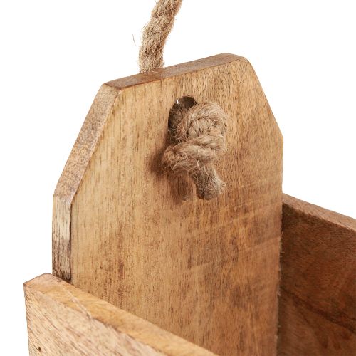 daiktų Medinė sėjamoji su rankena, kvadratinė, natūralaus džiuto 27x12x17cm