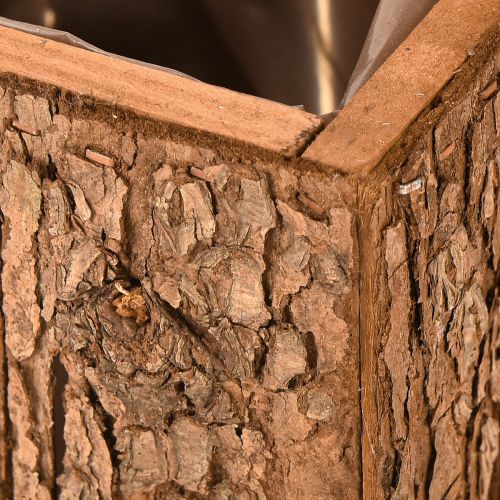 daiktų Kvadratinis medinis vazonas su pušies žieve ir vazonas 12 × 12 cm