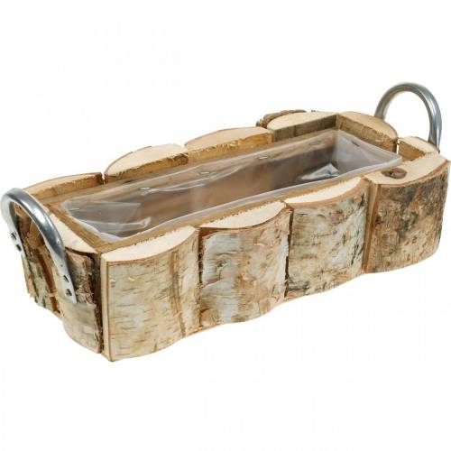 Floristik24 Dėžutė augalams, beržų sodinamoji, medinė apdaila, gėlių dėžutė su rankenėlėmis 32cm