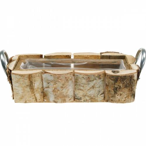 Floristik24 Dėžutė augalams, beržų sodinamoji, medinė apdaila, gėlių dėžutė su rankenėlėmis 32cm