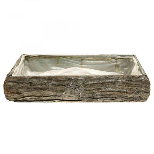 Floristik24 Augalų dėžutė iš medžio dekoratyvinio augalo dubenėlio su žieve 33×15×7cm