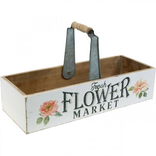Floristik24 Dėžutė augalams, gėlių puošmena, medinė dėžutė sodinimui, nostalgiška gėlių dėžutė 41,5×16 cm