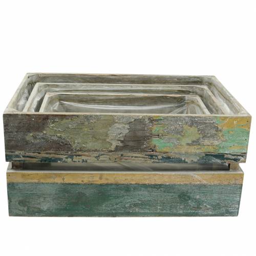 Floristik24 Sodinamosios medinės dėžės 45/39 / 34,5cm 3vnt