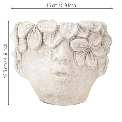 daiktų Augalų galvutė vazonas betoninis atrodo mergaitės galva H13,5cm