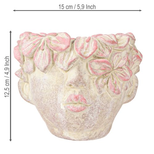 daiktų Gėlių vazonas su augalų galvute, skirtas pakabinti betoną, atrodo rožinis H13 cm