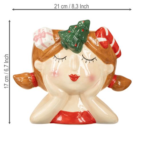 Floristik24 Keraminis mergaitės dekoratyvinis vazonas Kalėdoms, aukštis 17 cm
