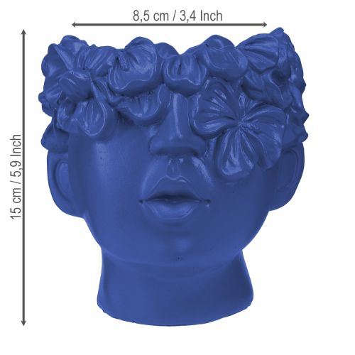 daiktų Plant Head Polyresin Bust Planter Mėlyna 13,5×13×14cm