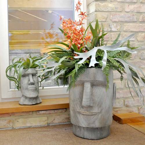 Floristik24 Augalo galvutė Moai bust pilka H28cm