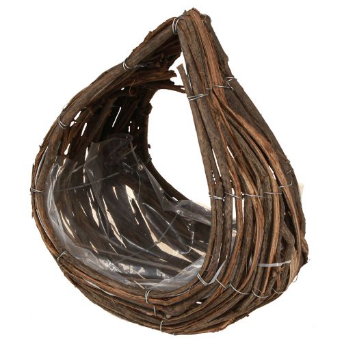 daiktų Augalų krepšelis Medienos lašai natūralūs 38x18cm / 23x13cm rinkinys iš 2
