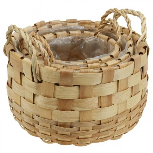 daiktų Augalų krepšelis sodintuvas dekoratyvinis krepšelis natural Ø18/23/29cm rinkinys 3 vnt