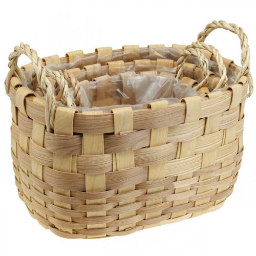 daiktų Augalų krepšelio vazonėlis su rankenėlėmis gamta 22/27/33cm rinkinys 3