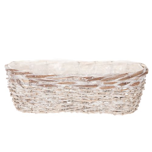 Vazonas-krepšelis su folijos įdėklu, ovalus, baltas, 37 cm | Floristik24.lt