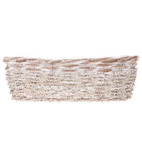 Vazonas-krepšelis su folijos įdėklu, ovalus, baltas, 37 cm | Floristik24.lt