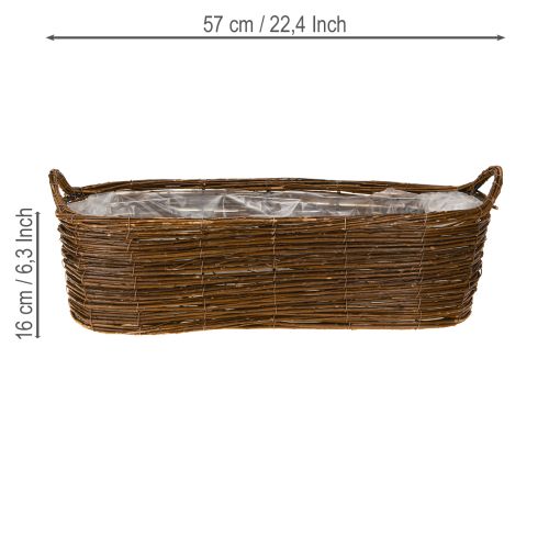 daiktų Augalų krepšelis su rankenomis, ovalus rudas 57/50/42cm, rinkinyje 3 vnt