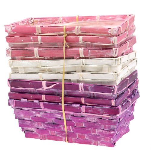 daiktų Skiedrų krepšelis kvadratinis violetinis/baltas/rožinis 8 vnt
