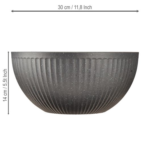 daiktų Augalų vazonas, plastikinis dubuo su grioveliais, antracito spalvos, Ø30 cm