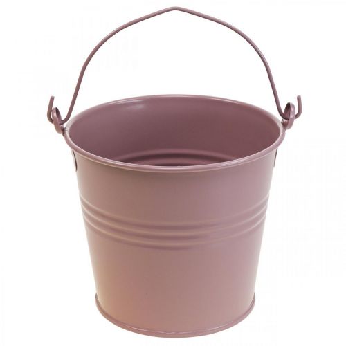 Floristik24 Sodų vazonas vintažinis dekoratyvinis metalinis kibiras senai rožinis Ø16cm H24cm