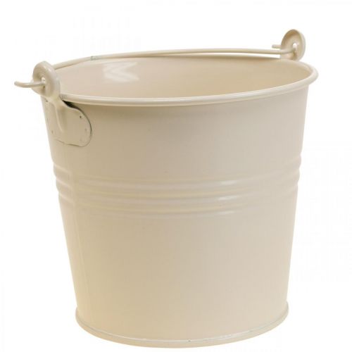 Floristik24 Augalų vazonas vintažinis dekoratyvinis metalinis kibiras kremas Ø16cm H24cm