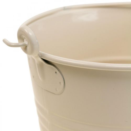 Floristik24 Augalų vazonas vintažinis dekoratyvinis metalinis kibiras kremas Ø16cm H24cm