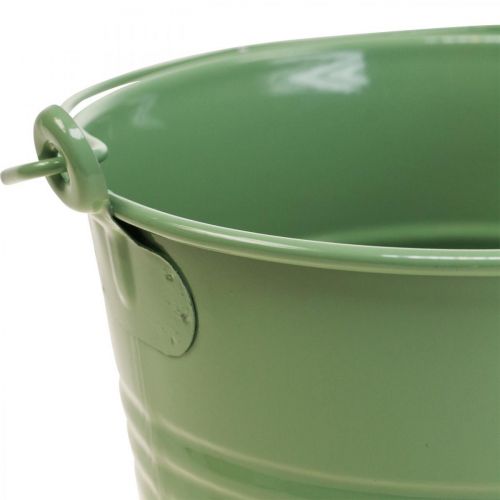 Floristik24 Sodintuvas vintažinis dekoratyvinis metalinis kibiras šviesiai žalias Ø16cm H24cm