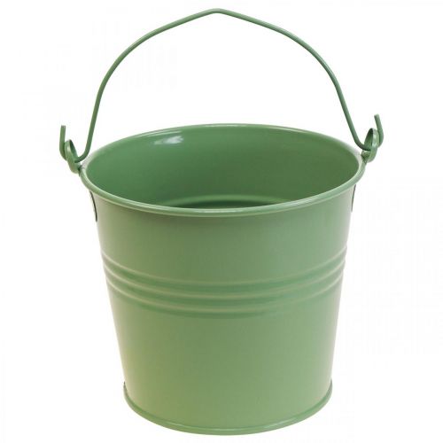 Floristik24 Sodintuvas vintažinis dekoratyvinis metalinis kibiras šviesiai žalias Ø16cm H24cm