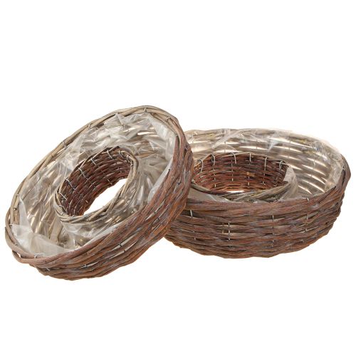 Floristik24 Augalų žiedas Augalų dubuo mediena natūrali pilka Ø30/35cm rinkinys 2vnt