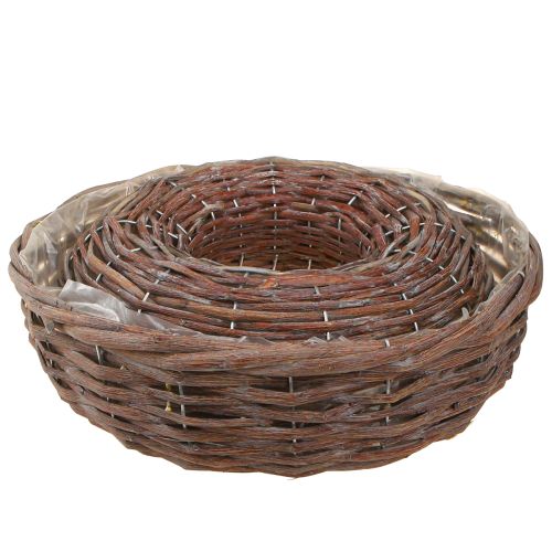 Floristik24 Augalų žiedas Augalų dubuo mediena natūrali pilka Ø30/35cm rinkinys 2vnt