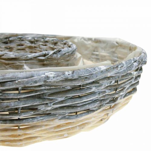 Floristik24 Augalinis žiedas gluosnis natūralaus augalo dubuo Ø44/38cm rinkinys iš 2 baltų skalbtų