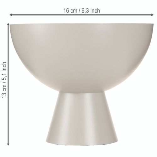 daiktų Augalų dubuo metalinis dekoratyvinis trofėjus su pagrindu pilkas Ø16cm H13cm