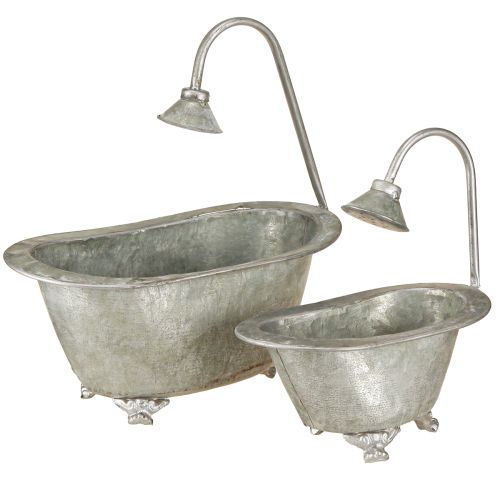 Floristik24 Augalų dubuo, metalinė mini vonia 22,5 cm / 27,5 cm 2 vnt