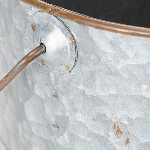 daiktų Metalinis vazonas su rankena, sidabro spalvos, rudos spalvos, aukštis 22/20 cm, ilgis 42/40 cm, 2 vnt. rinkinys