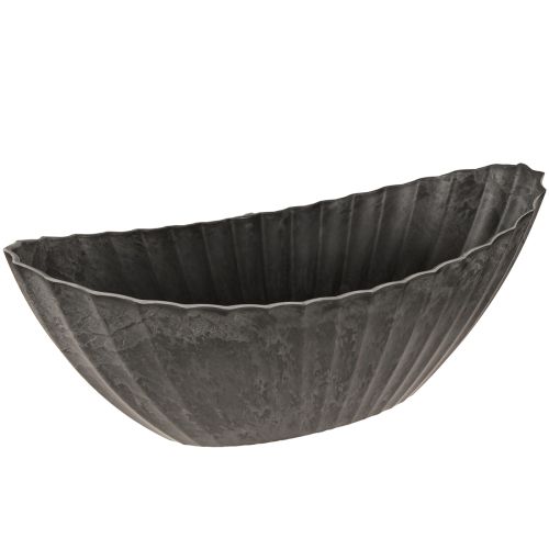 Floristik24 Gėlių vazonas su grioveliais, ovalus, antracito spalvos, laivelis, 36 cm