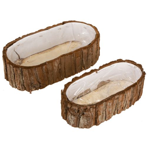 Floristik24 Augalų dubuo ovalus natūralios žievės 30,5 × 15 cm / 24 × 11 cm rinkinys iš 2