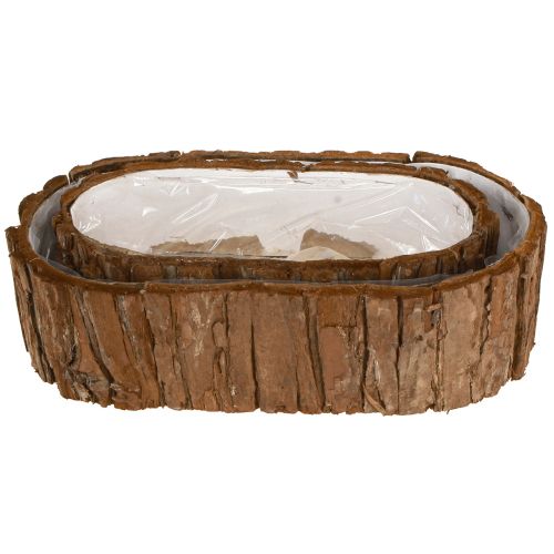 daiktų Augalų dubuo ovalus natūralios žievės 30,5 × 15 cm / 24 × 11 cm rinkinys iš 2