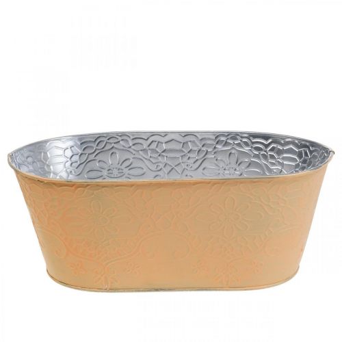 Floristik24 Augalų dubuo metalinis gėlių dubuo ovalus oranžinis 25x14,5x10cm