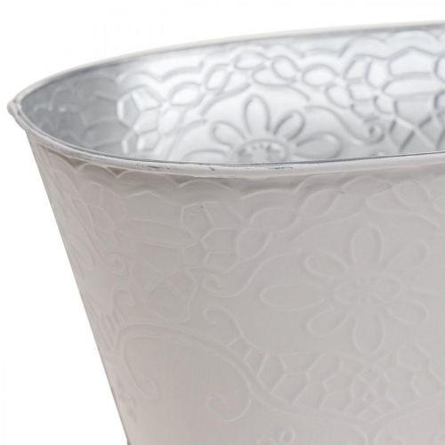 Floristik24 Augalų dubuo metalinis gėlių dubuo ovalus kreminis 25x14,5x10cm