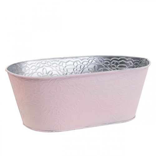 Augalų dubuo metalinis gėlių dubuo ovalus rožinis 25x14,5x10cm