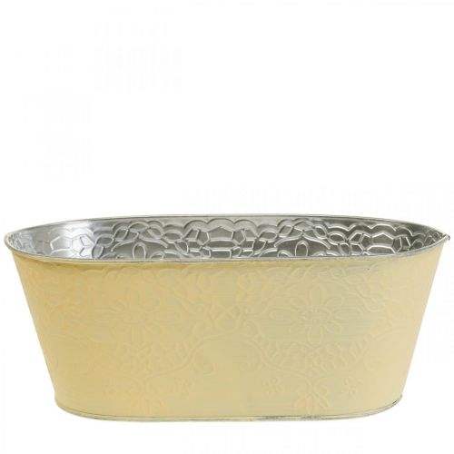Floristik24 Augalų dubuo metalinis gėlių dubuo ovalus geltonas 25x14,5x10cm