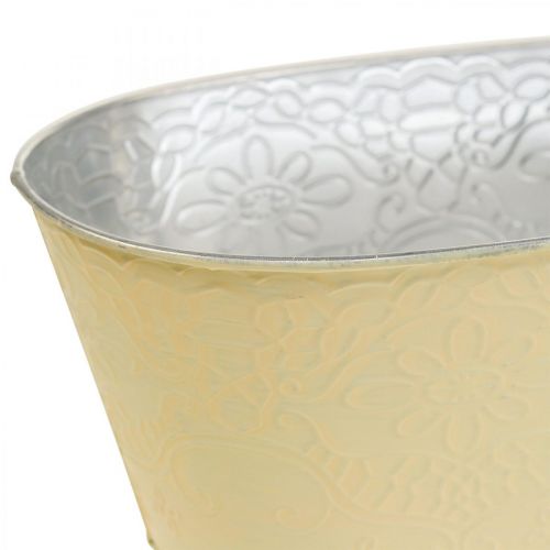 Floristik24 Augalų dubuo metalinis gėlių dubuo ovalus geltonas 25x14,5x10cm